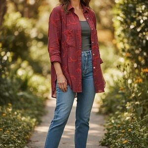 Women's Red Button Down Shirt